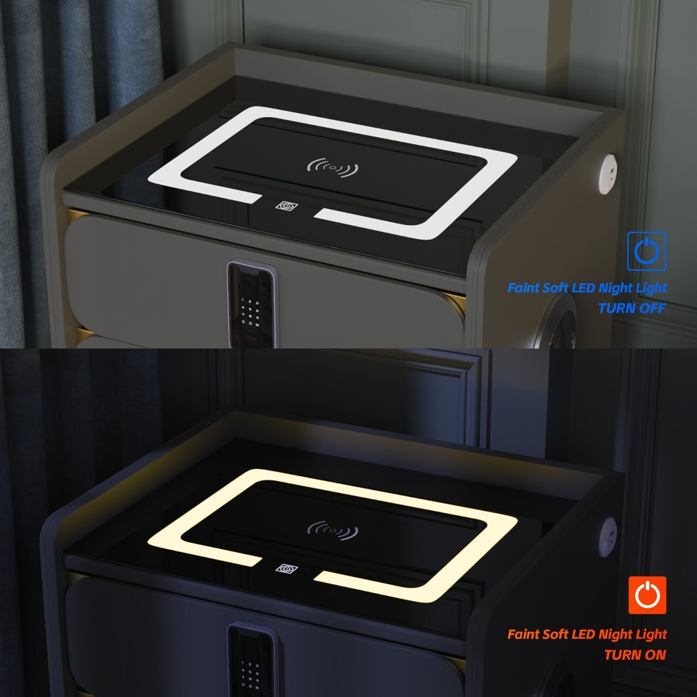 20" Tall Smart nightstand with combination lock ,Bluetooth player,Led light