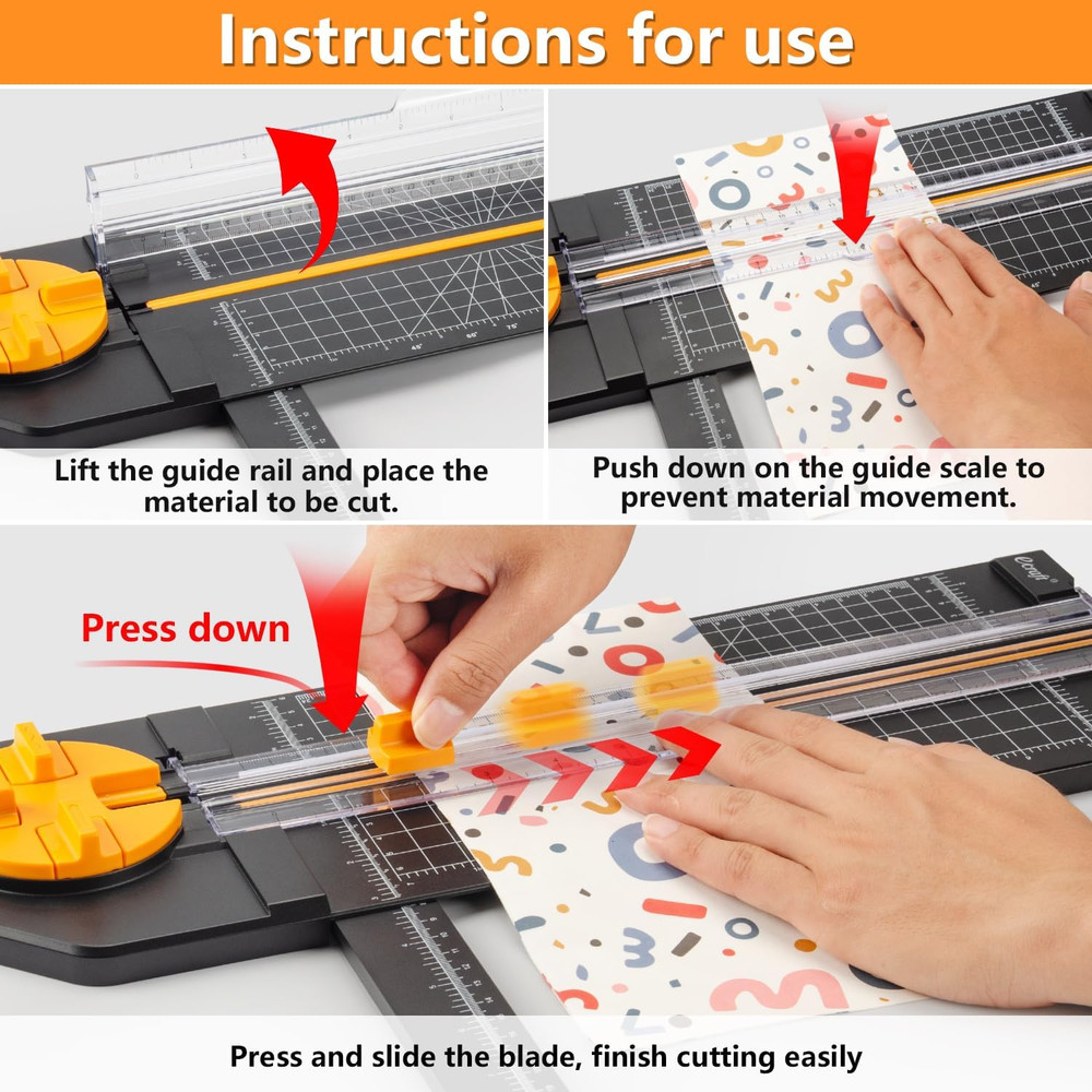 4-In-1 Paper Cutter - 12" Paper Trimmer Multi-Function Scrapbooking Tool with St