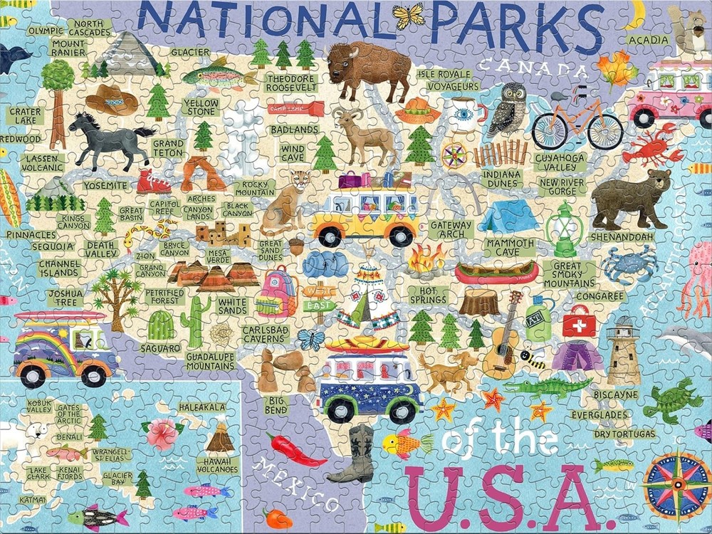 - National Parks Map - 500 Piece Jigsaw Puzzle