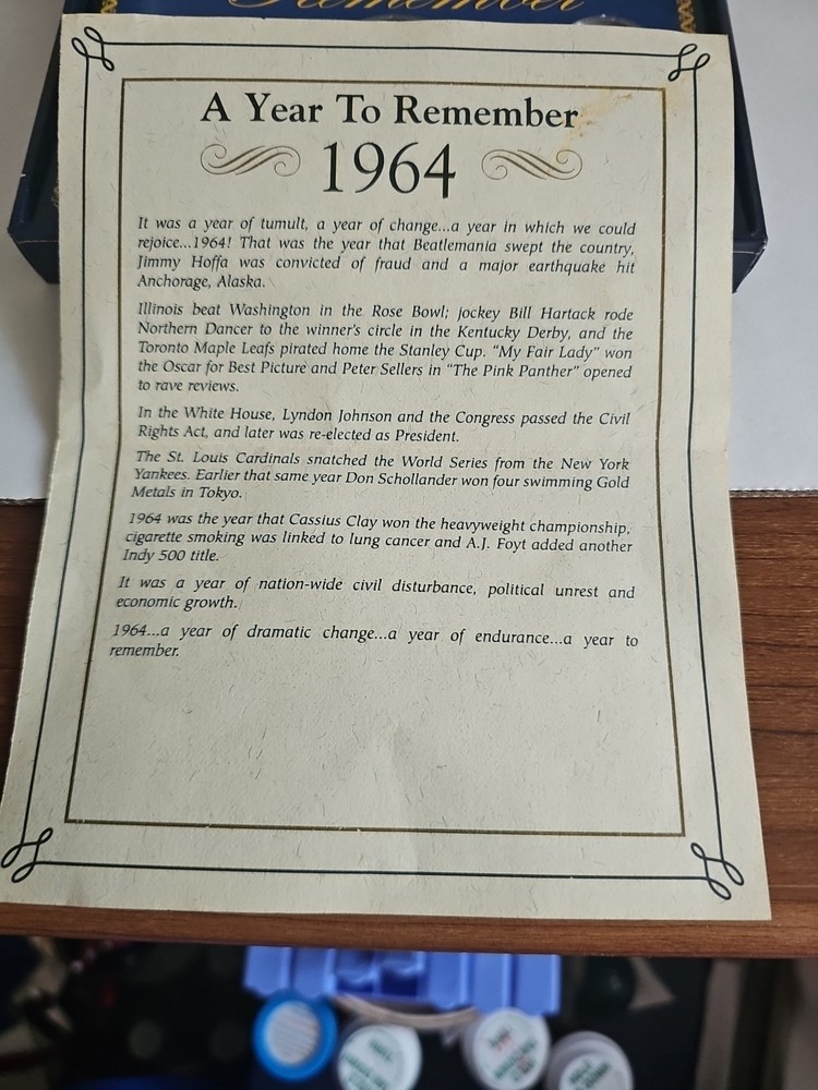 1964 A Year To Remember Silver Coin Set with Case