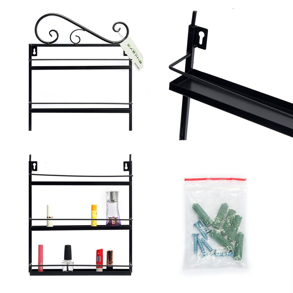 5-Layer Black Nail Polish Rack Large Display Storage Organizer Wall-mounted
