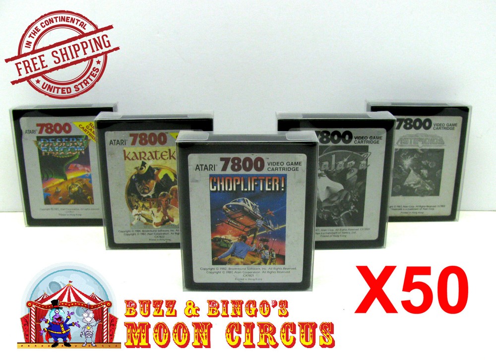 50x CLEAR PLASTIC PROTECTIVE BOX SLEEVE FOR ATARI 7800 GAME CARTRIDGES