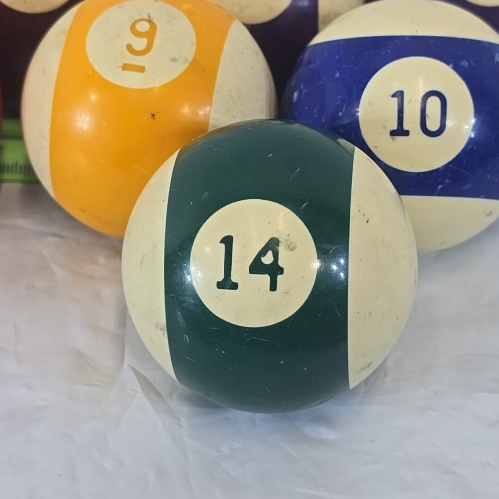 8 Vintage Replacement Pool Billard Balls 2 1/4" Diameter Vertical Stripes