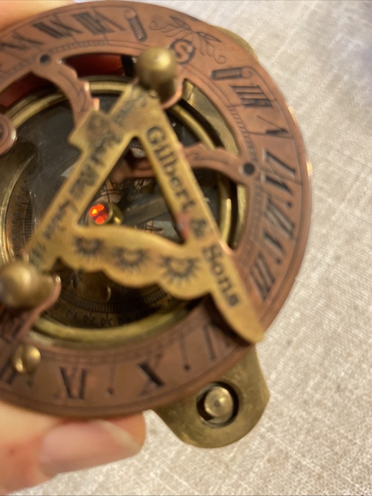 Gilbert & Sons 1895 Sun Dial Compass not tested (Probably Repro)