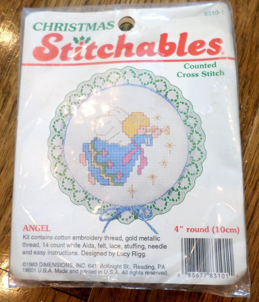 Stitchables Counted Cross Stitch Angel 4" Round #8310-1