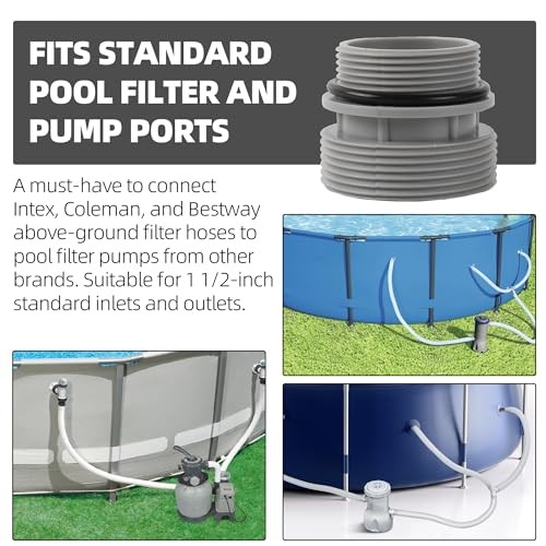 (-Pack) 40mm to 1 1/" Filter Hose Conversion Kit Above Ground Pool Adapter 2
