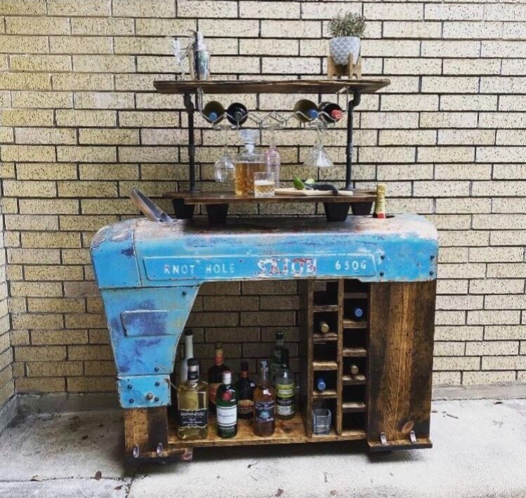 Bar Cart Man Cave Authentic Tractor Bar