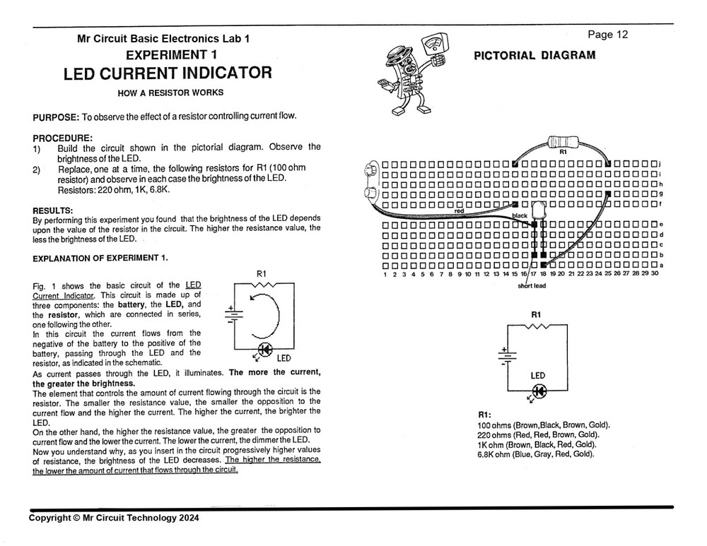 MC1-01 ** Mr Circuit Science ** Experiment Kit -How A Resistor Works-