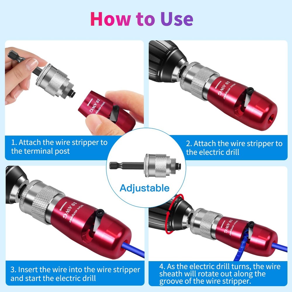 Wire Twister Tool for Drill, Wire Stripping Tool for Drill, Drill Wire Stripper