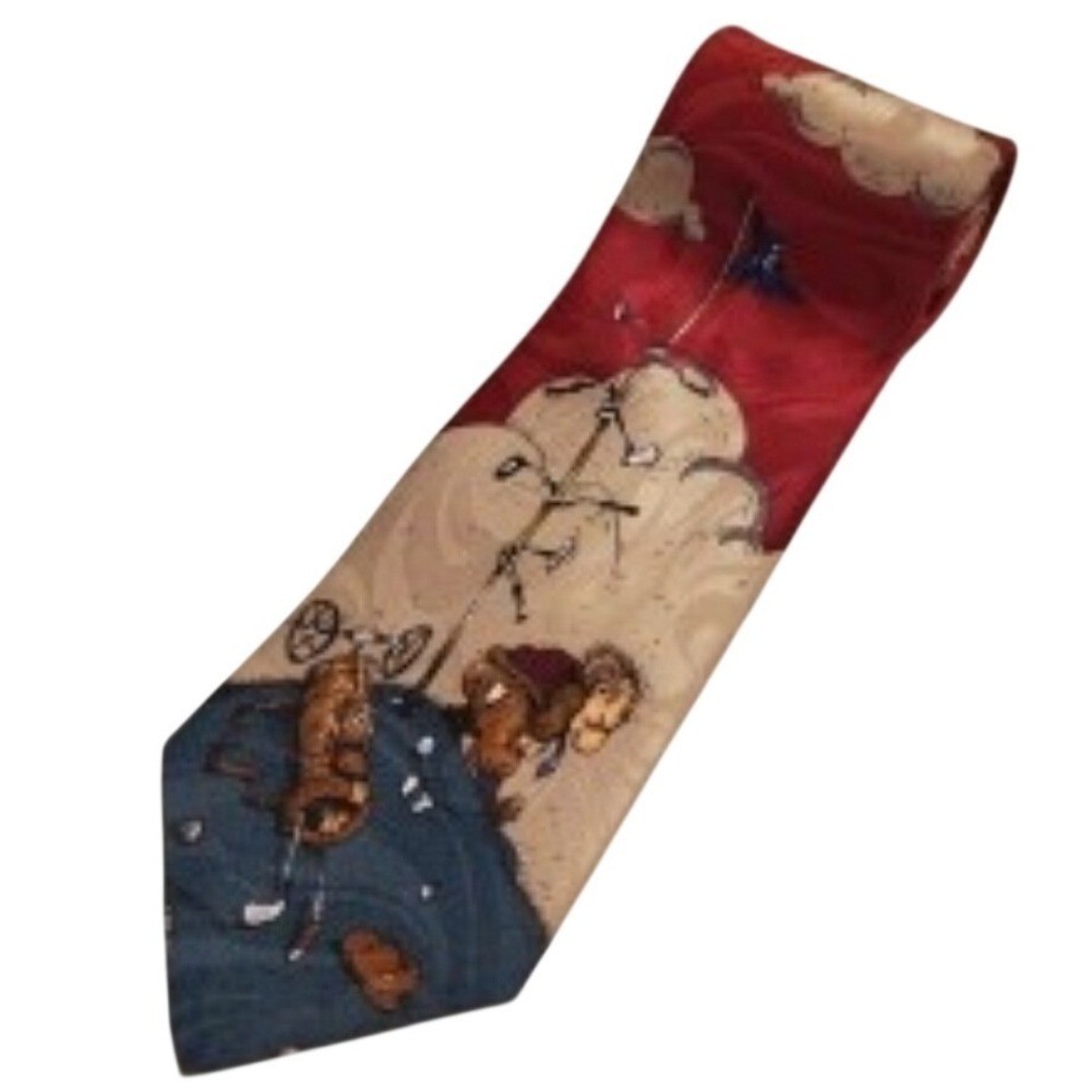 Blanchine Grumpy Old Golfer Cartoon Red Novelty Tie