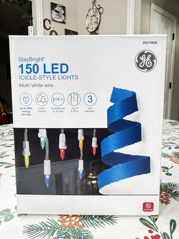 GE StayBright 150 Ct Constant Multicolor Mini LED PlugIn Christmas Icicle Lights