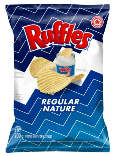 Ruffles Regular Potato Chips, 200g (Imported from Canada) (2 Pack)