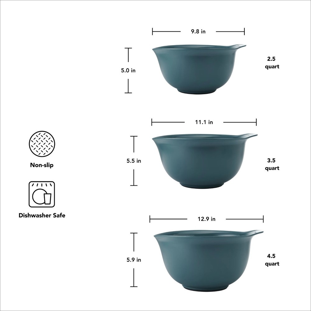 KitchenAid 7pc Nesting Mixing Bowl Set w Lids Agave Plastic Open Box