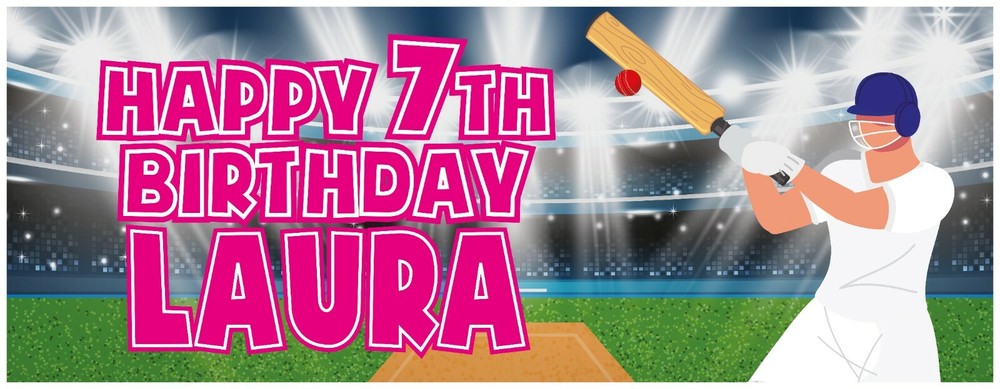 2 PERSONALISED CRICKET BIRTHDAY PARTY BANNERS - Design 2