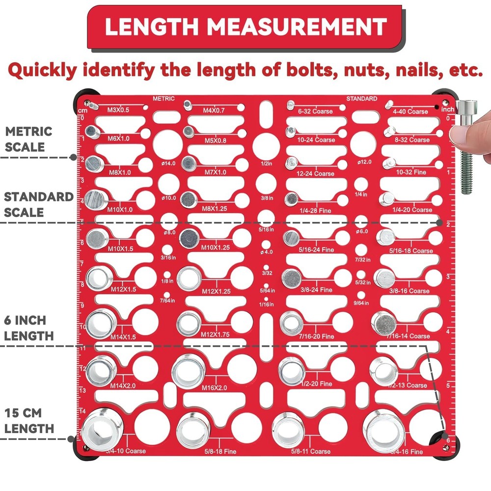 55 Thread Checker - Nut and Bolt Thread Checker Standard and Metric, Bolt Siz...
