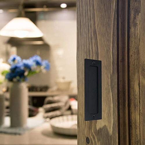7” Barn Door Handle Finger Pull Set in | Heavy Duty Modern Simple 1 Black