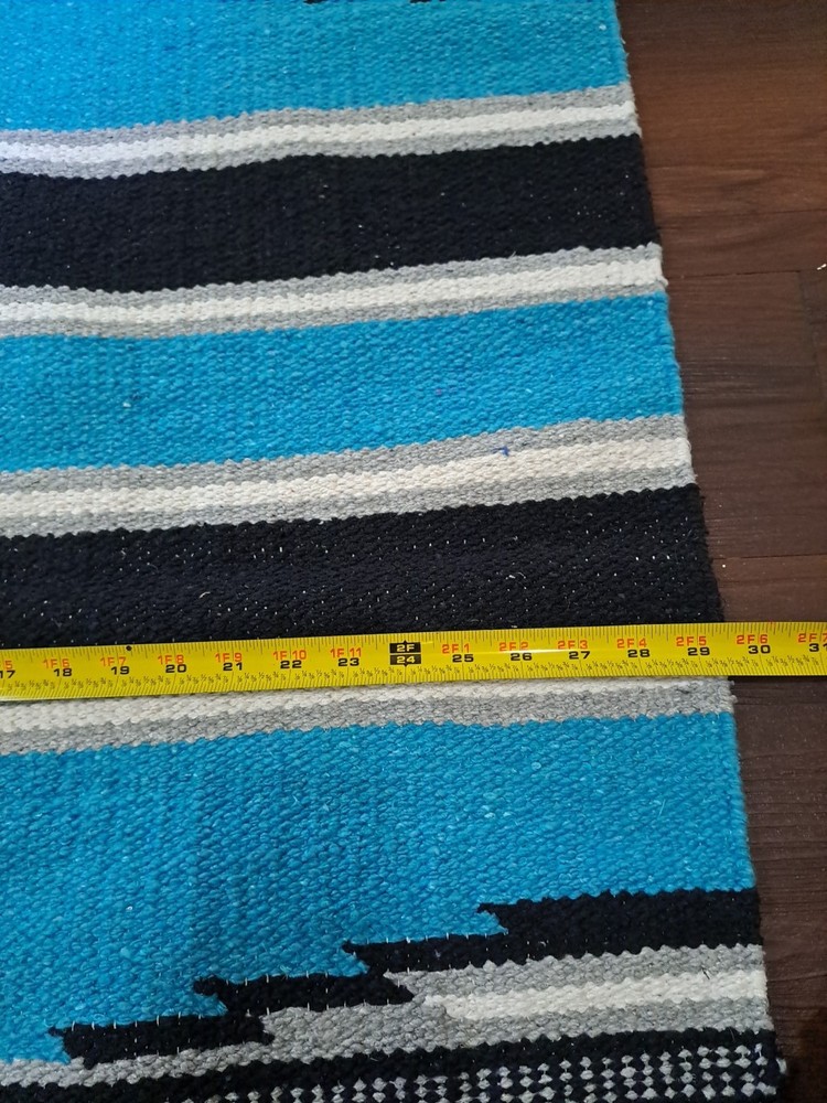 Mayatex Genuine Saddle Blanket Handwoven Blue Black White
