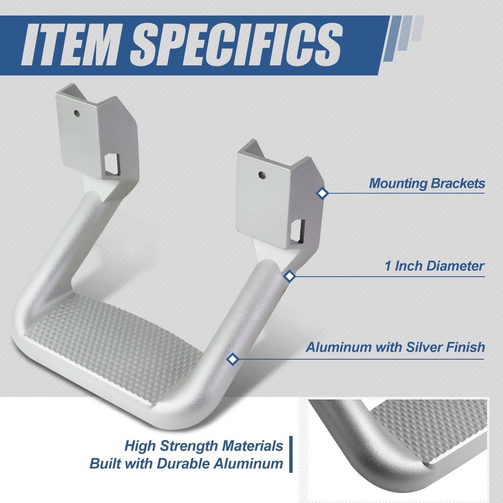 1 Inches Universal Side Step with Mounting Brackets for Pickups & Trucks, Alu...
