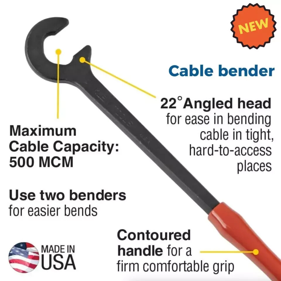Cable Bender Tool for Bending 500MCM Wire Conductor Breaker Panel Installation