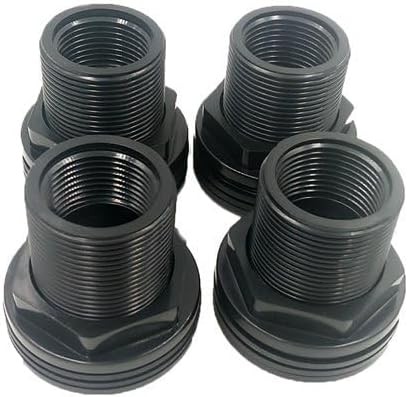 1" Bulkhead ABS Threaded x NPT Standard 2-Pair (4-Pack) NBR Black