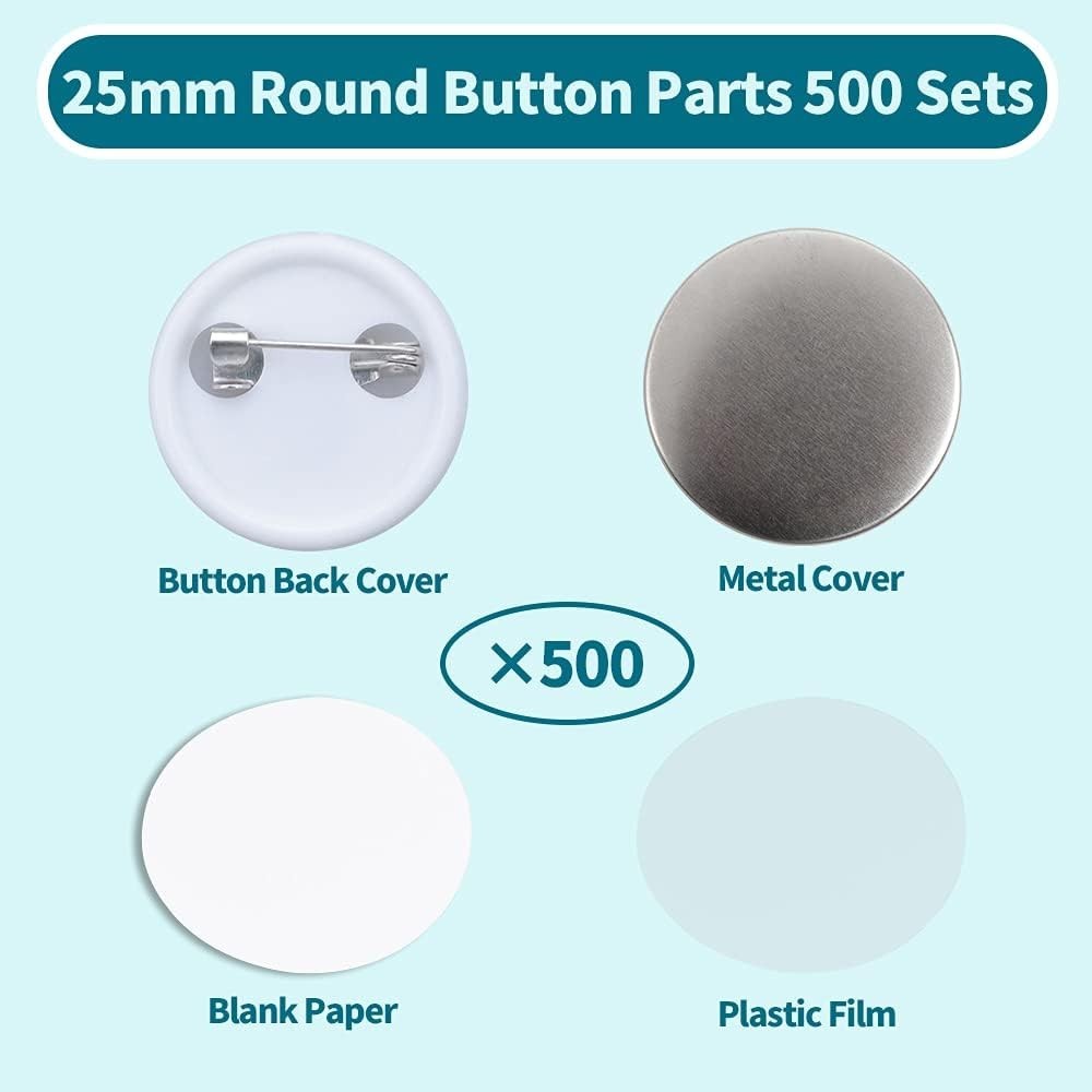 Badge Button Components Pack - 25mm, 500 Sets