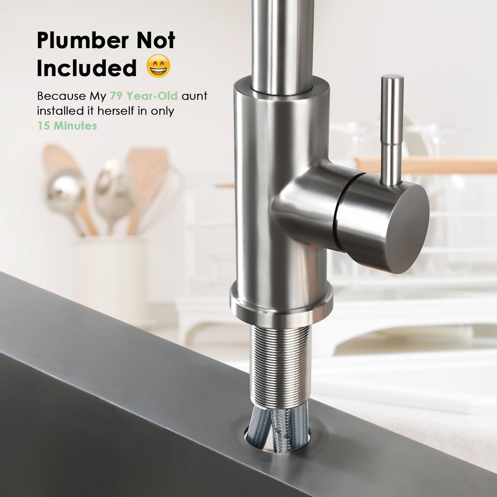 Kitchen Faucet with Pull Down Sprayer, High Arc Brushed Nickel Single Handle ...