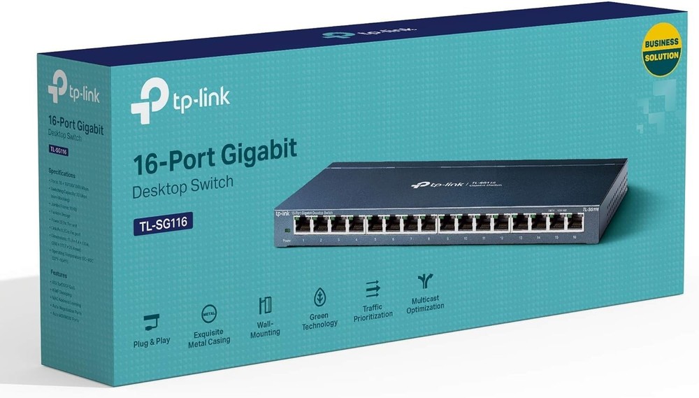 Gigabit Ethernet Network Switch with 16 Ports