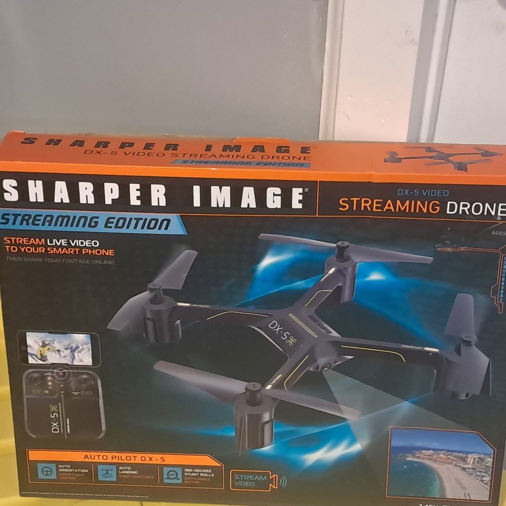Drone. Sharper Image.  With Box, Instructions, Batteries, Extra Propellers