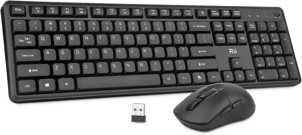 Wireless Keyboard and Mouse, 2.4G Full-Sized Quiet Ergonomic Keyboard, Quiet Typ