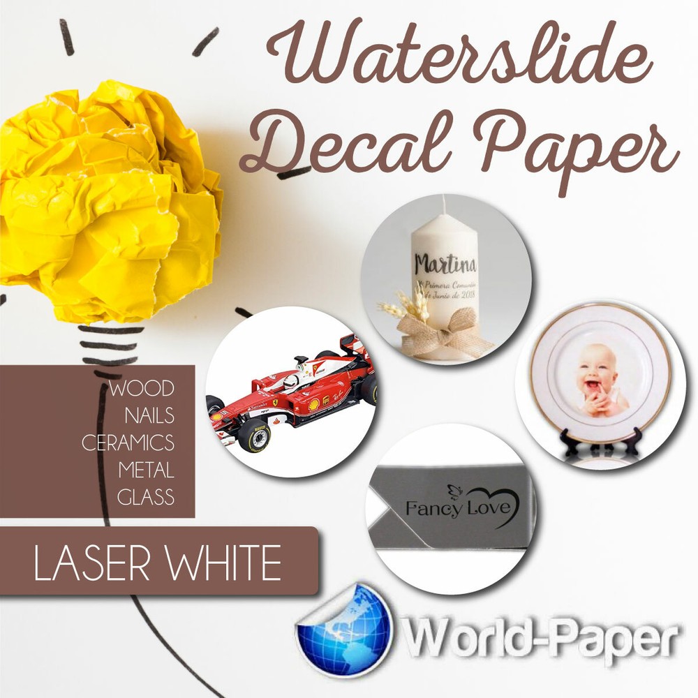LASER Waterslide Decal Paper, WHITE 8.5" x 11" 100 sheets