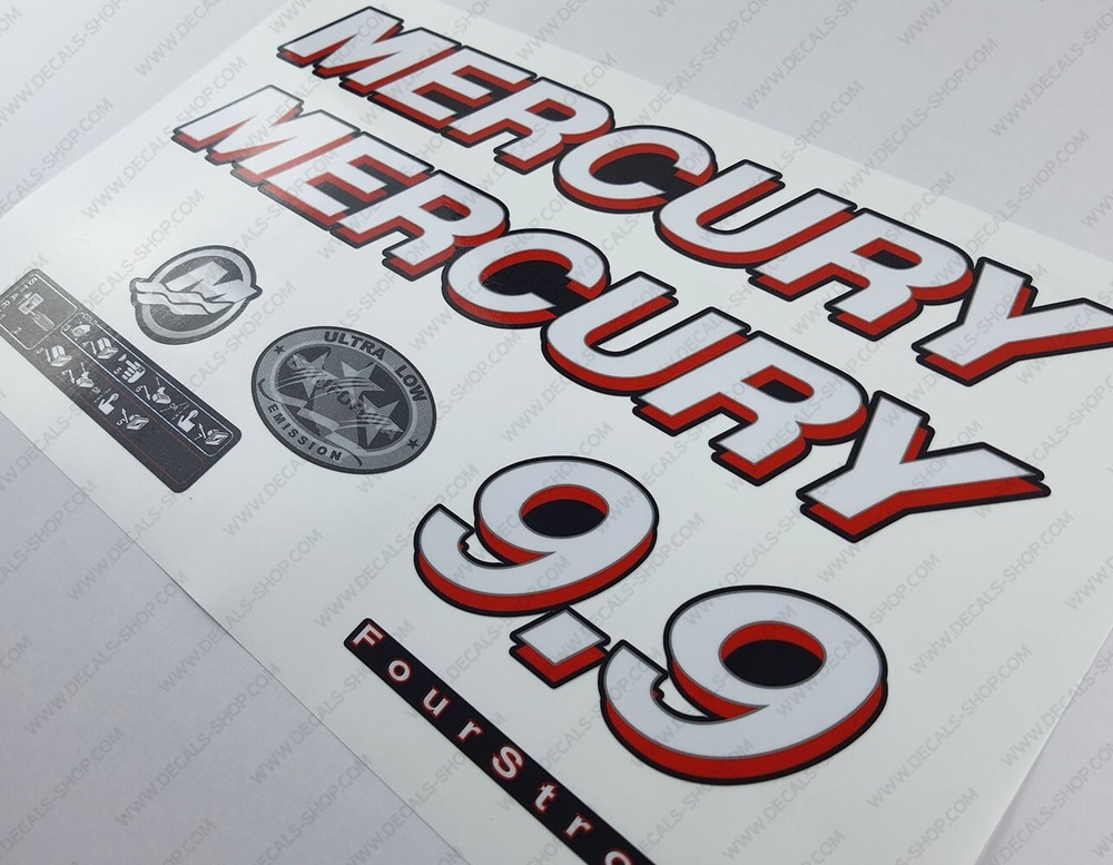 Mercury 9.9 hp Four Stroke 2006-2012 outboard engine decals sticker