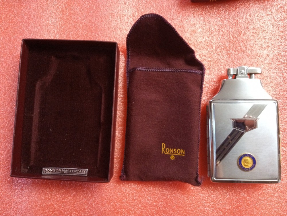 Ronson Cigarette Case/Lighter With Original Papers+Box+Cloth Edison Voicewriter