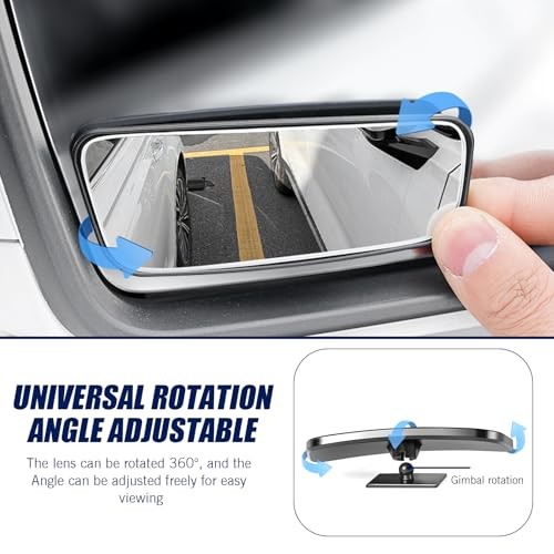 2 PCS Blind Spot Mirror, Rectangular Curved Wide Angle Parking Aid Tool, HD