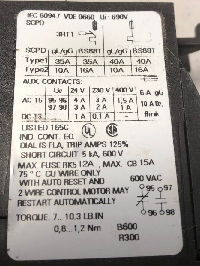 Siemens Overload relay 3.2-amp