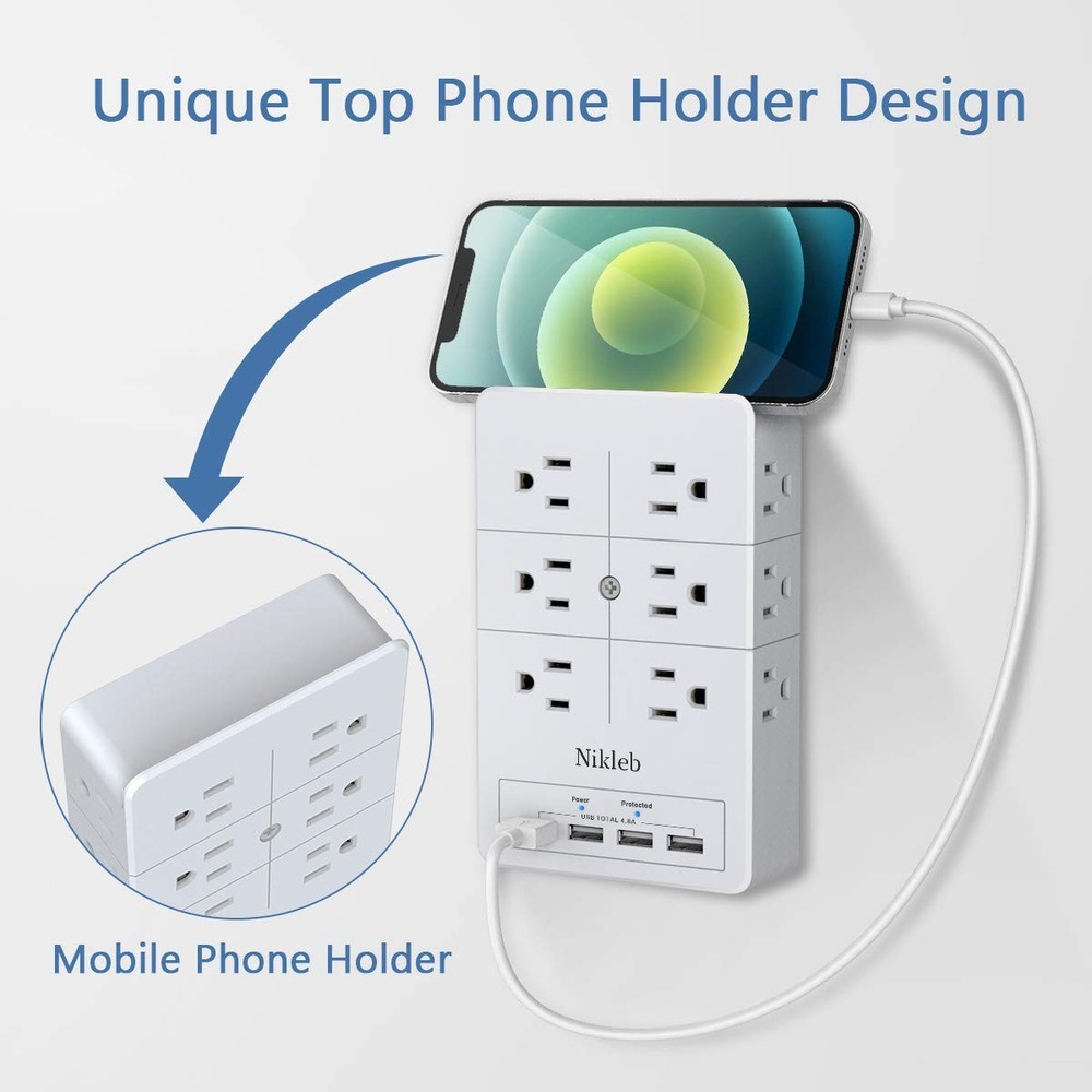 Multi Plug Outlet Surge Protector , 12 Electrical Outlets Extender with 4 USB...