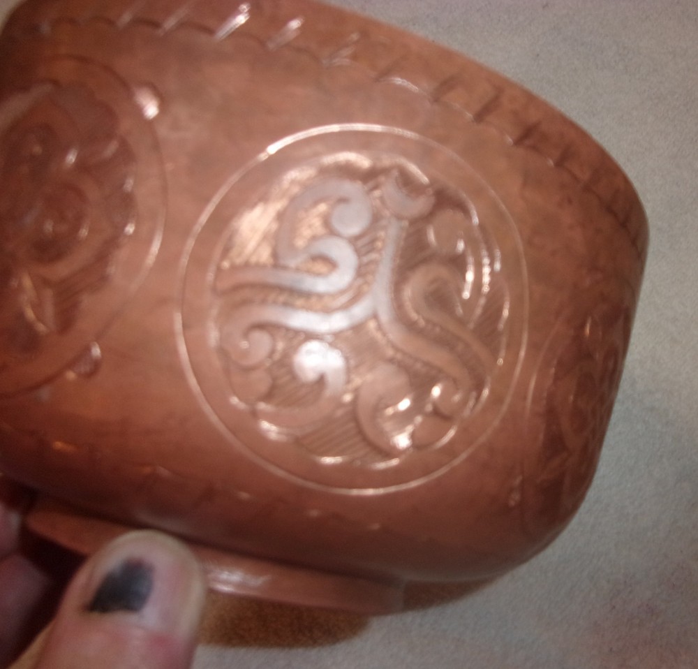 VINTAGE COPPER ENGRAVED SMALL BOWL