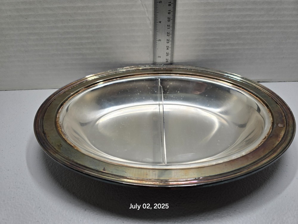 Crescent Silverware Co. Silverplate Split Serving Dish Covered Antique 4057P