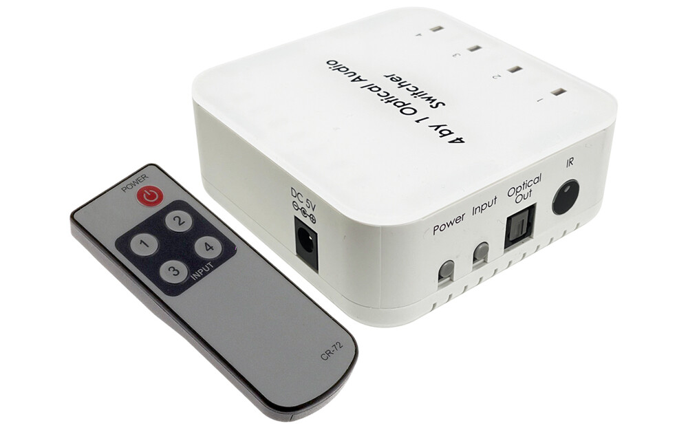 4-Port SPDIF Optical Audio Switch With IR Remote