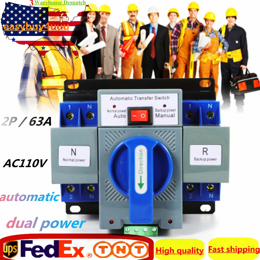 AC110V 2P 63A Automatic Transfer Switch Generator Dual Power Changeover Switch