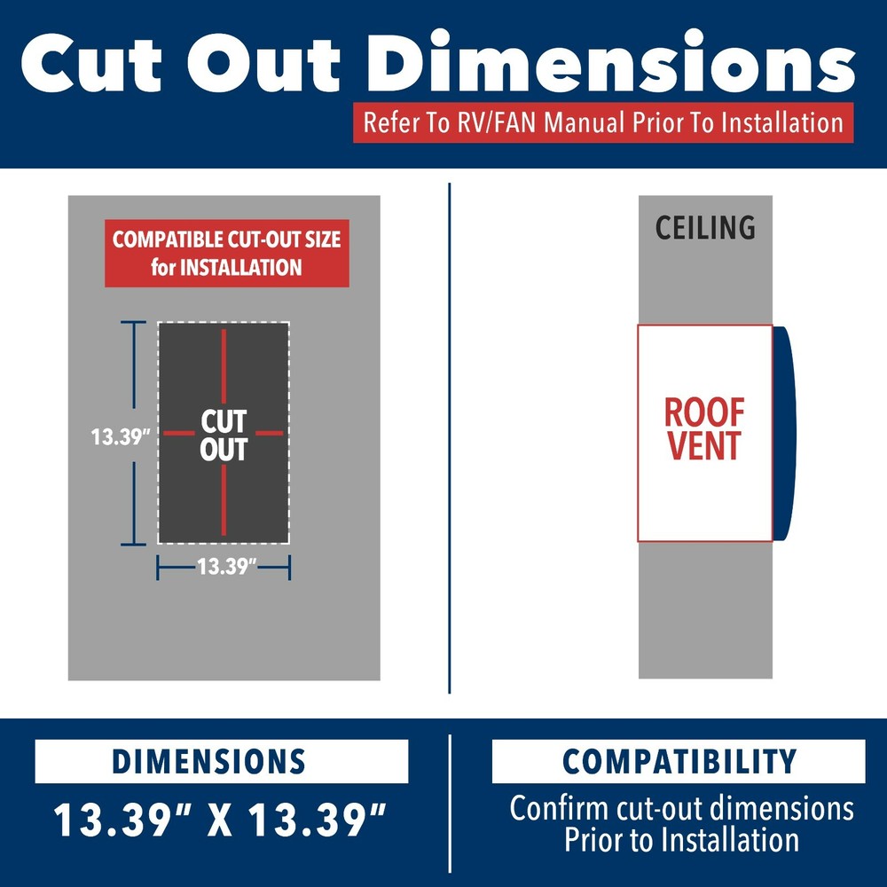 Leisure Coachworks RV Roof Vent Fan 6 Speed 12 Volt with Smoked Lid Manual Riser