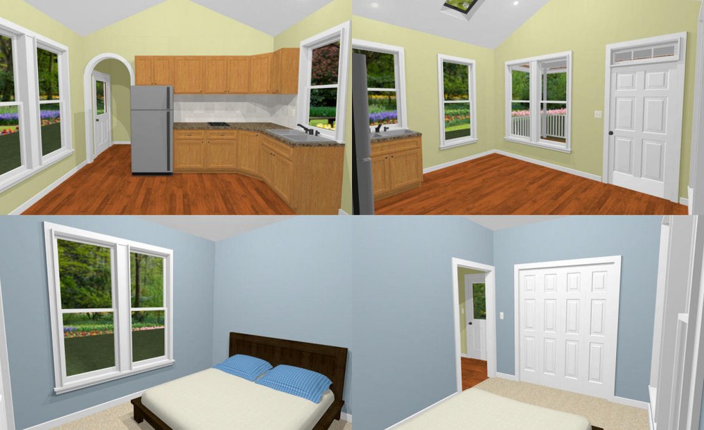14x28 Tiny House -- 391 sq ft -- PDF FloorPlan -- Model 3