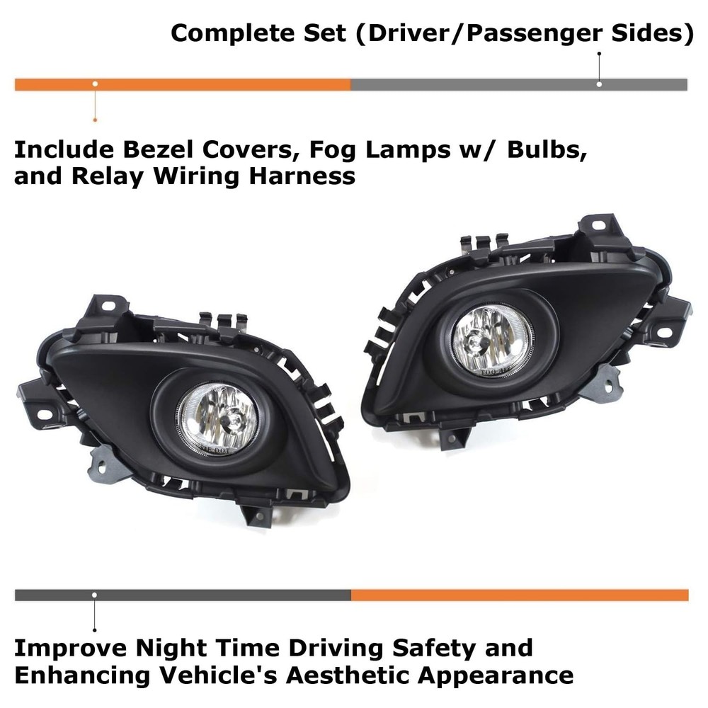 iJDMTOY Complete Set Fog Lights Foglamp Kit with Halogen Bulbs, Wiring On/Off...