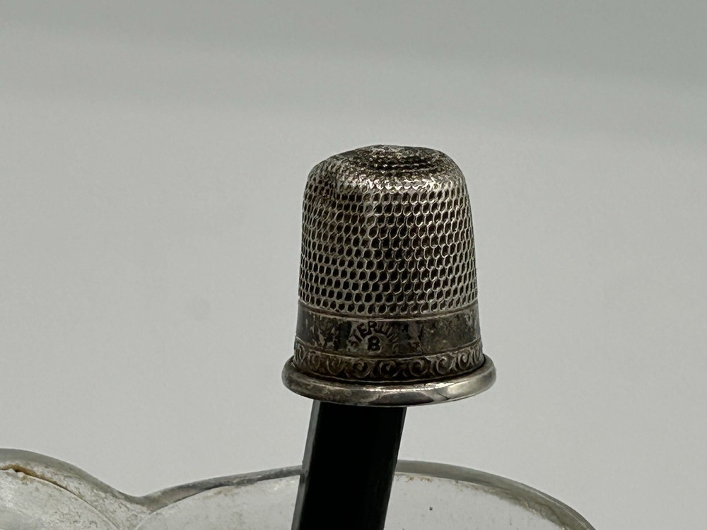 One (1) Antique Sterling Silver Thimble size 8 Pattern Marked Inside no holes