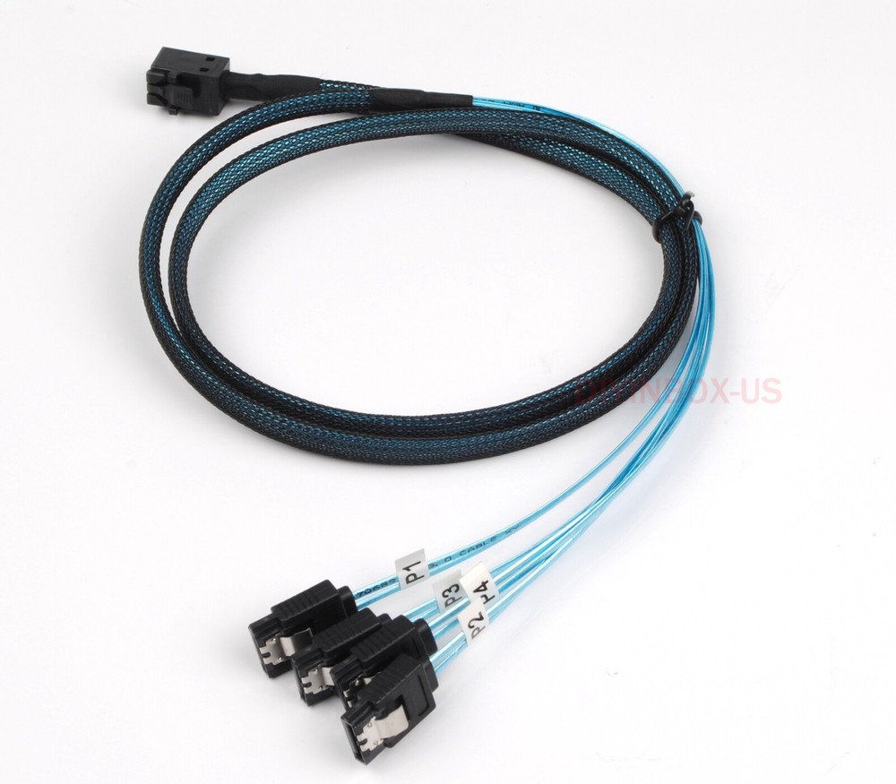 6G Internal MiniSAS HD SFF-8643 to 4 SATA 7pin Hard Disk Data Server Raid Cable