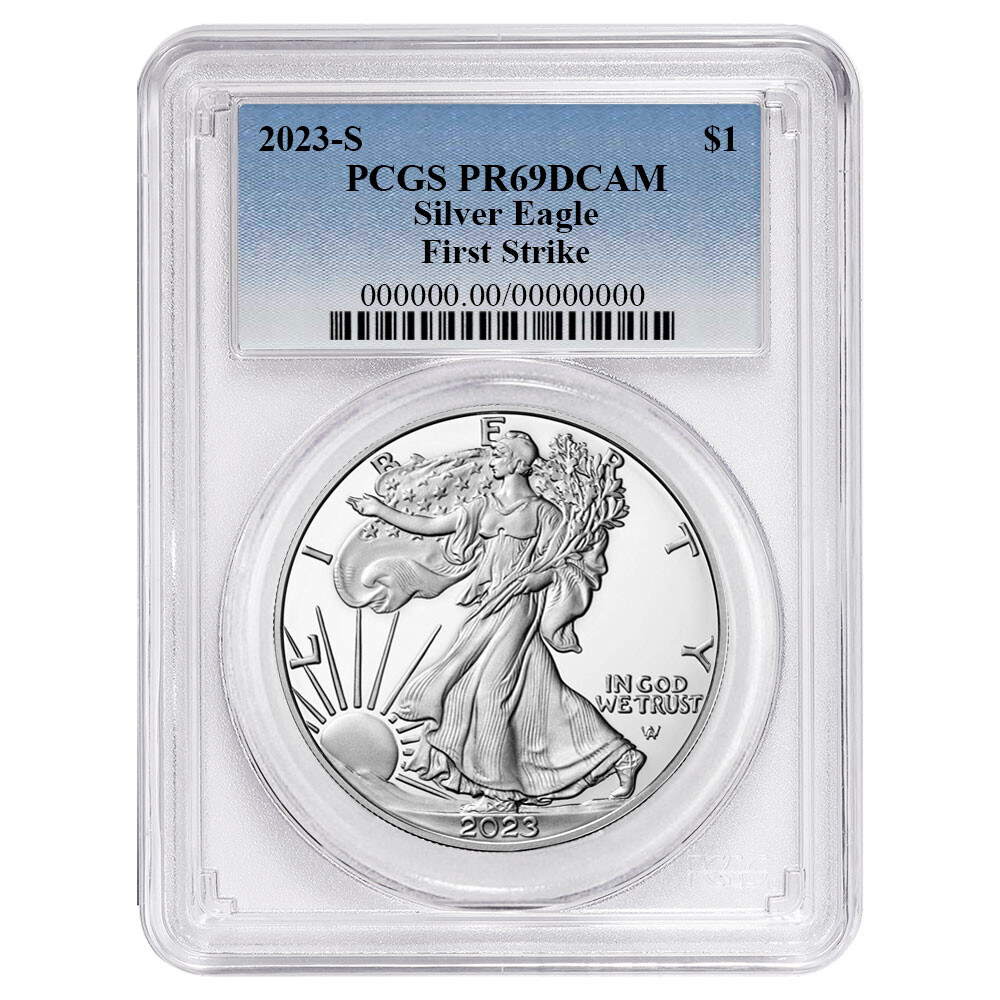 2023-S Proof $1 American Silver Eagle PCGS PR69DCAM FS Blue Label