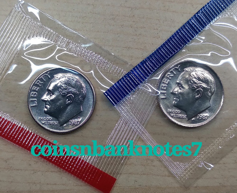 1987-D & P Roosevelt Dime BU Set