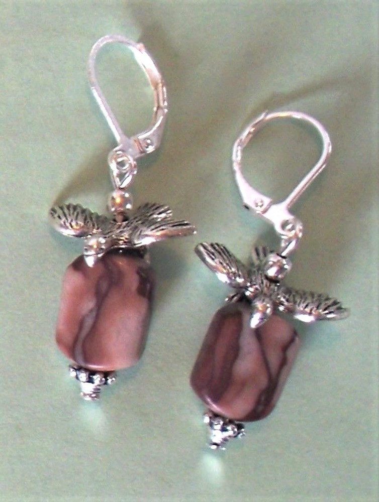EAGLE on JASPER Southwestern theme drop earring SP artisan