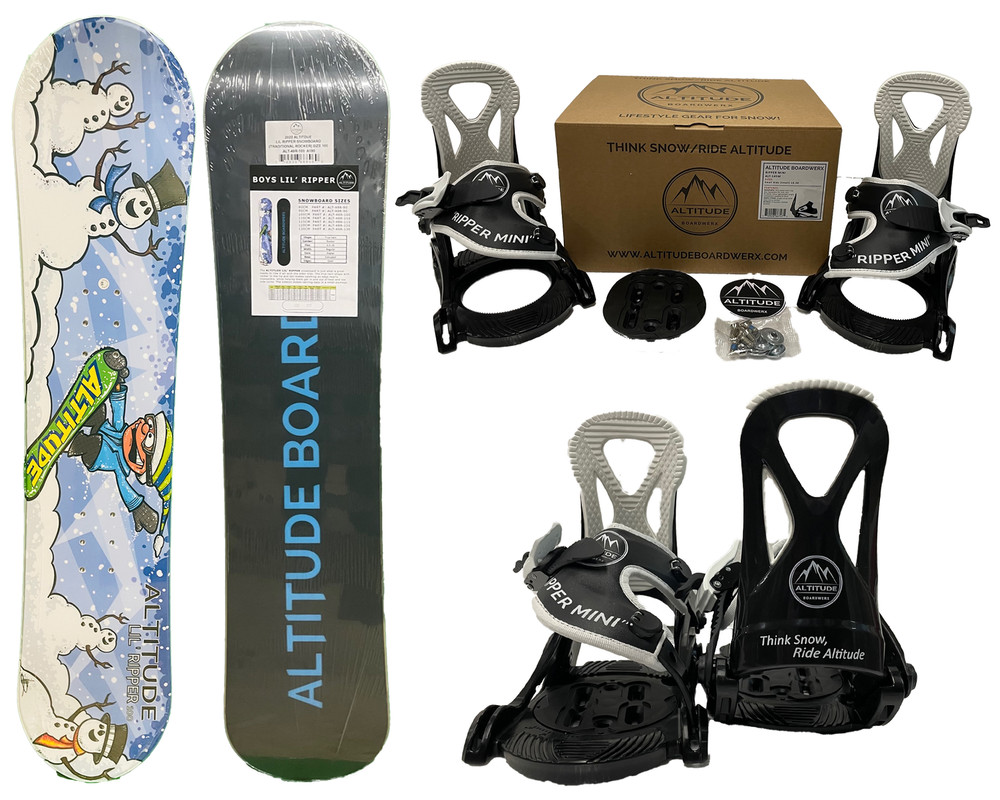 BOYS' ALTITUDE LIL RIPPER BEGINNER SNOWBOARD 100CM-130CM + BINDINGS PACKAGE