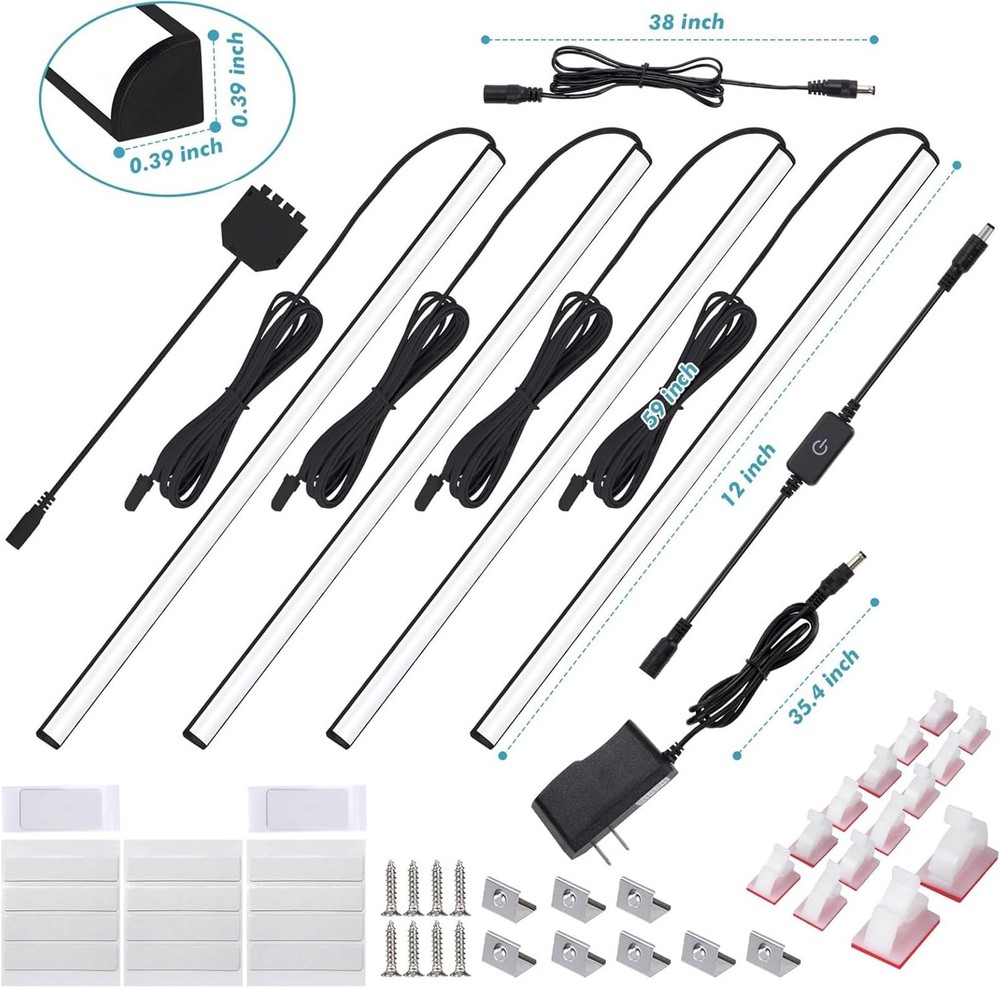 Black Shell Display Case Lights, LED Lights for Display Case with Memory Func...