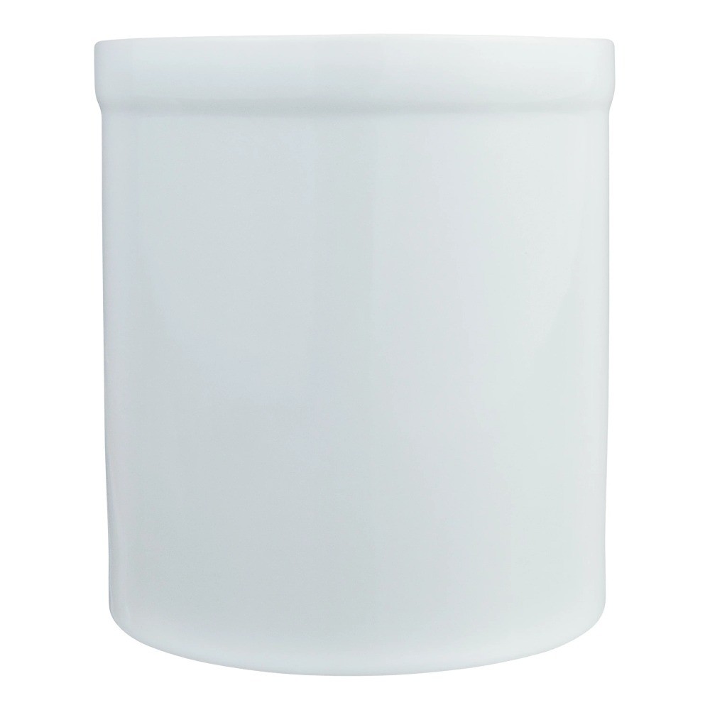 Glazed Stoneware Utensil Holder, White